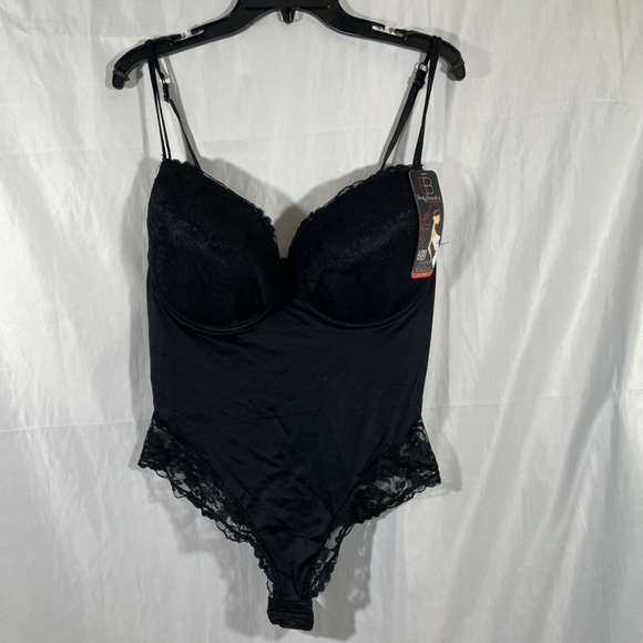 NWT Body Beautiful [ PLUS‎ 3X ] Smooth & Silky Bra Lace Trim Bodysuit - Picture 4 of 12